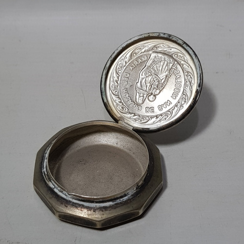 Imagen 3 de 5 de Antiguo Pastillero Virgen San Nicolás Metal Blanco Mag 59366