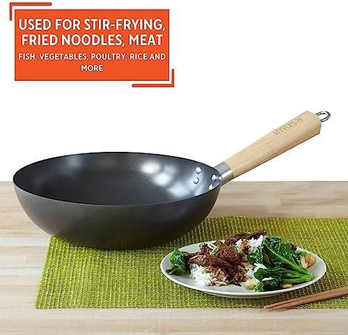Imusa Usa Imu-wok Antiadherente Con Mango De Madera De 11 Pu