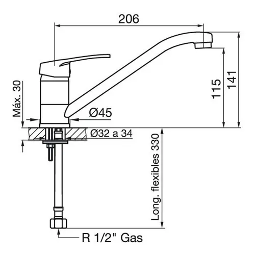 Grifer a Canilla Monocomando Cocina Fv 0411.01 b1 Arizona