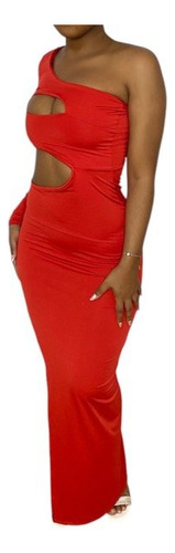 Vestido Largo Mujer Sexy Irregular Con Cut Out En Pecho