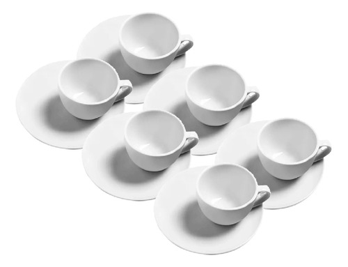 X6 Taza Café Con Plato Línea 1900 Porcelana Tsuji