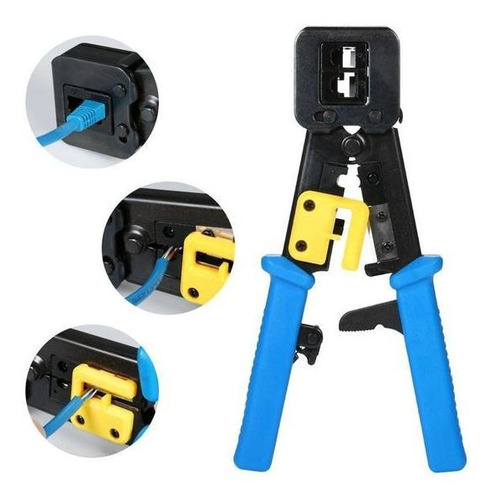 Imagem 12 de 12 de Pote 100 Conectores Rj45 Ez Crimp Cat6 + Alicate De Crimpar