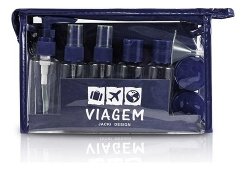 Jacki Design Kit De Frascos Para Viagem C/10 Azul Akm19760