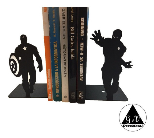 Imagen 1 de 4 de Sujeta Libros Diseño Decorativo Capitán América Y Iron Man