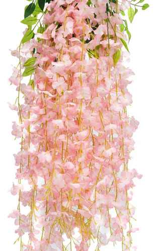 Enredadera Artificia Glicina Pack X 12 Jardín Vertical Muro Rosa