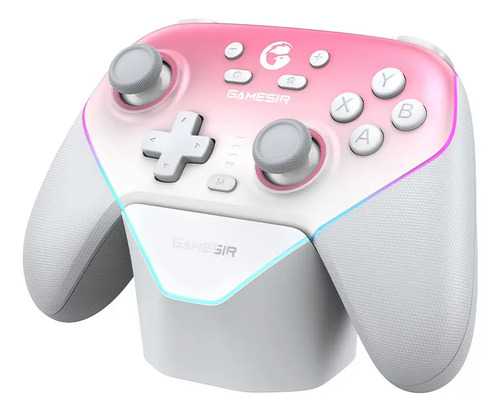 Controlador inalámbrico para videojuegos GameSir Super Nova para PC/Switch/Switch 2/iOS/Android, frecuencia de muestreo de 1000 Hz, palancas y gatillos con efecto Hall, iluminación RGB, Rosa