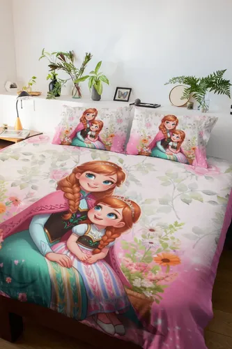 Lençol Queen Princesa Ana Frozen Mãe Filha Decoração Quarto | Frete grátis