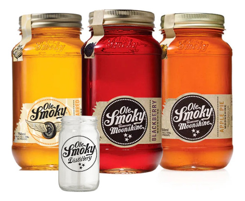 Pack Whisky Ole Smoky Moonshine X3 + Frasco De Regalo