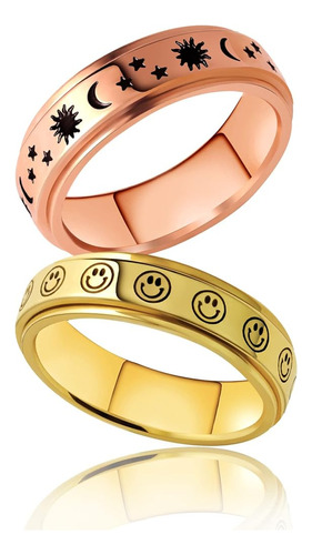 Anillo De Ansiedad Para Mujeres Spinner Spinning 6mm Ring Sp