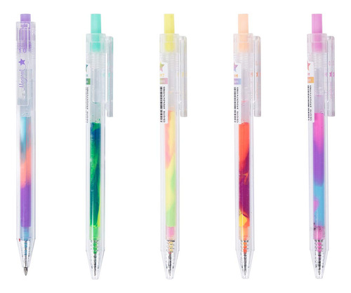 Rainbow Color Gel Tinta Rollerball Pen Retractil ( 5)