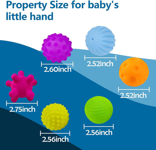 Baby Textured Multi Sensory Toys Juego De Regalo De Bolas...