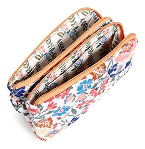 Vera Bradley Cartera De Algodón Con Cremallera Doble Para Mu