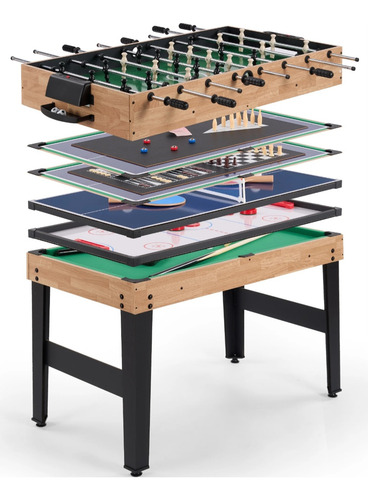 Mesa De Juego 10en1 Sum Futbolito Billar Hokey Ajedrez Mas