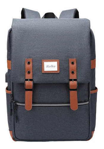 Imagen 4 de 10 de Mochila Para Notebook 15.6 Puerto De Carga Usb Doble Cierre