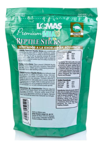 Imagen 6 de 6 de Alimento Tortugas Reptiles En Palitos Reptile Sticks 300g