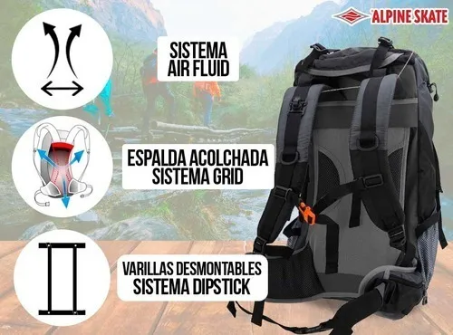 Mochila Mochilero Trekking 50 Litros Espalda Rigida Cobertor