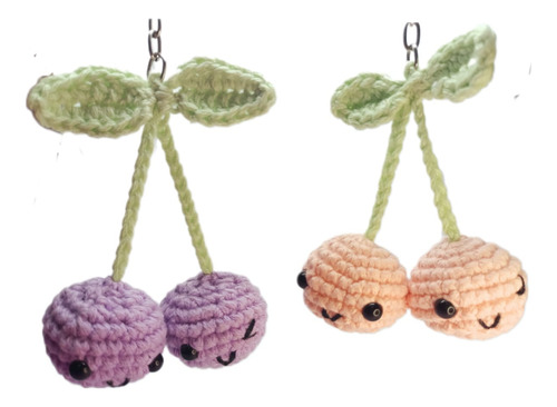 2 Llaveros Cerezas, Amigurumi Tejido A Crochet
