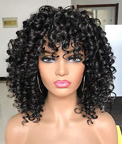 Prettiest Afro Curly Wigs Con Bangs Para Mujeres Kgbqm