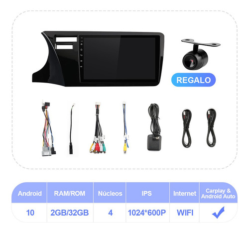 // Estéreo 2+32g For Honda City 2014-2020 Cámara Gps Bt Wifi