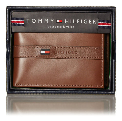 Billetera Tommy Hilfiger De Piel Para Hombre, Pliegue Fino,