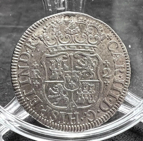 Moneda 2 Reales Columnaria Plata Original 1767 México Mo