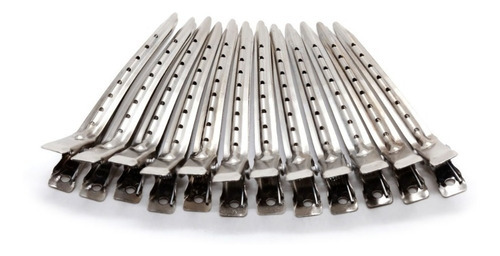 Pinza Perforada Para Cabello Tipo Pico De Garza Acero Plata Plateado