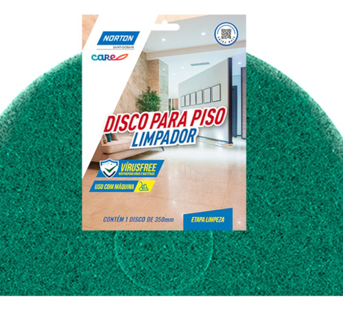 Disco Limpador De Fibra Para Piso 350 Mm - Norton Cor Verde