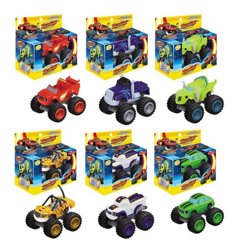 6 Carrinhos De Fricçao Blaze Monster Machine Racer Brinquedo