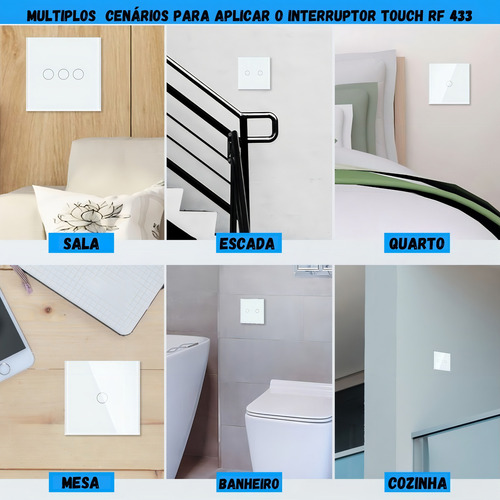 Interruptor táctil de 1 botón Rf 433 Extensor inalámbrico que funciona con baterías