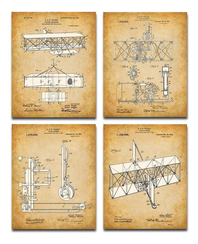 Juego De 4 Impresiones De Patentes  Es De Hermanos Wrig...