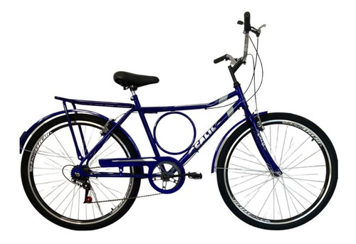Bicicleta Aro 26 Calil Barra Forte C/ Marcha 6v E Rolamento Cor Azul