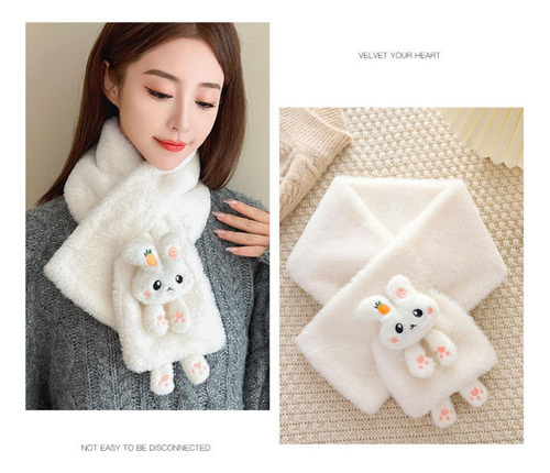 Bufanda De Conejito Para Niños Y Adultos Blanco Diseño de la tela Liso