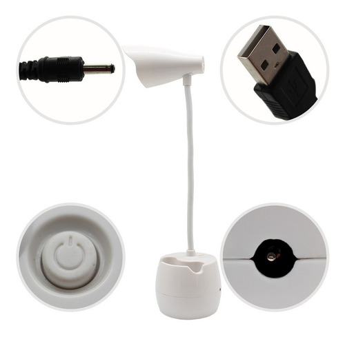 Imagen 4 de 8 de Lámpara Escritorio Luz Led Flexible Pila Recargable Usb Qya2