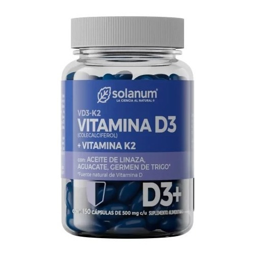 Vitamina D3 Y Vitamina K2 Solanum 150 Cápsulas