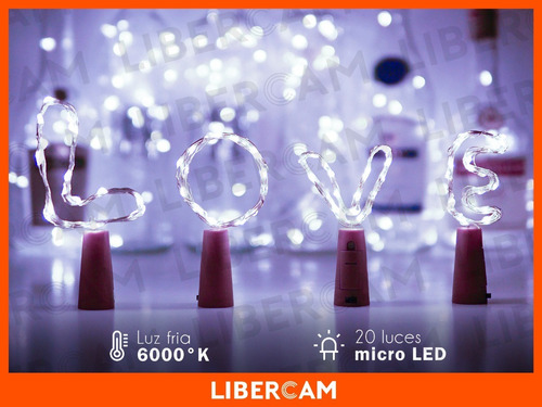Imagen 5 de 10 de Guirnalda Alambre Corcho Botella Luz Luces Led Decoracion