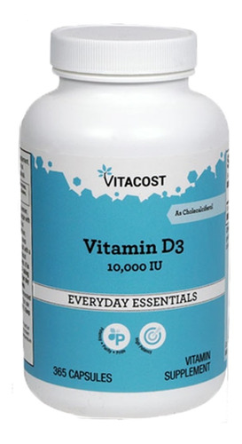 Vitamina D3 10,000ui 365 Capsulas Importado Cod.  125