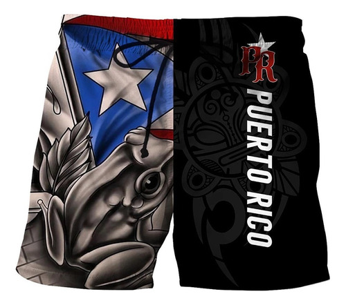 Pantalones Cortos De Playa Con Estampado 3d De Puerto Rico