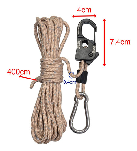 Cuerda Tensora Para Tienda De Campaña De 4 Mm Con Caqui