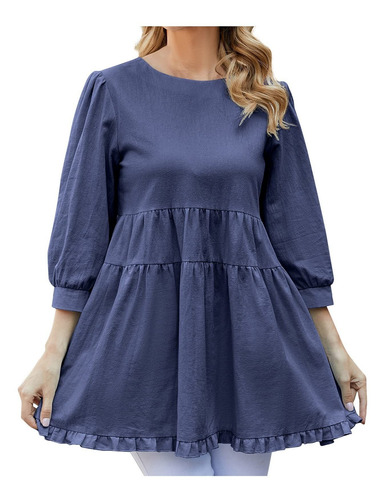 Kinrui Vestido Corto Para Dama Talla Grande Cuello Manga