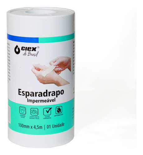 Esparadrapo Impermeável 100mm X 4,5m - Kit C/ 10un