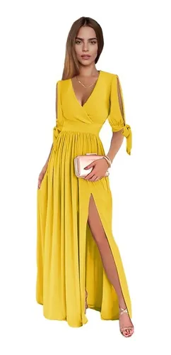 Vestidos amarillos largos casuales clearance