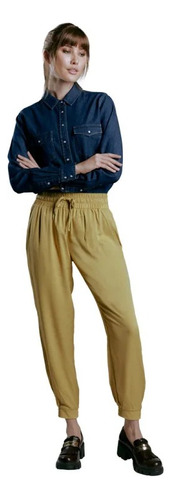 Pantalon Casual Ligero Para Dama Color Amarillo 