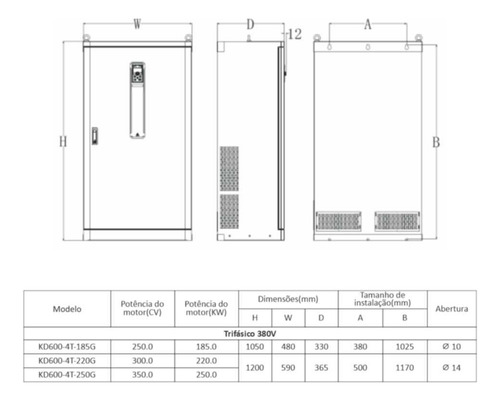 Inversor De Frequência Kd600 380v Trifásico 350cv - Up Elect