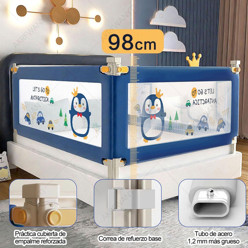 Barandilla Protector Cama Infantil Barra Seguridad 2m/1.5m 2