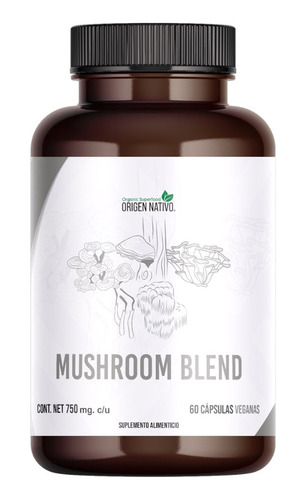 Mezcla  Hongos Mushroom Blend Orgánico Vegano Polvo 60 Caps