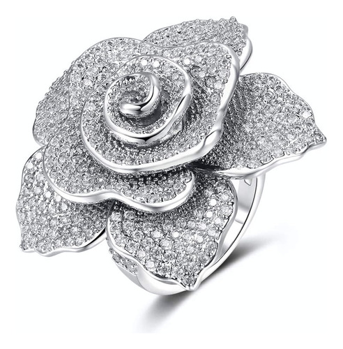 Anillo De Moda Para Mujer Boda Flor De Oro Rosa Platino Cirt