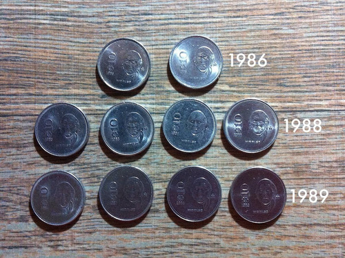 10 Monedas $10 Pesos Hidalgo 1986-1988-1989 Oferta