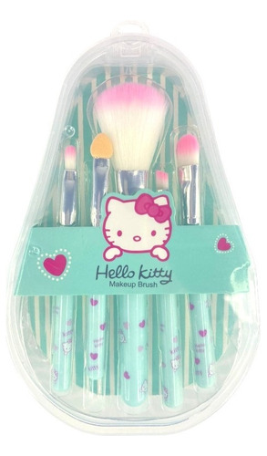 Set Hermoso De Brochas Para Maquillaje Hello Kitty 