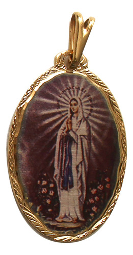 Collar Medalla Nuestra Señora De Lourdes 23mm Chapa Oro 22k