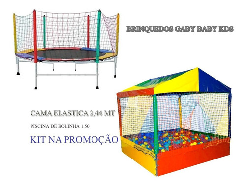 Kit Piscina De Bolinhas 1,50m +cama Elástica 2,44m Top